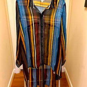 Cupid hi lo tunic jacquard lurex shirt xl in great condition